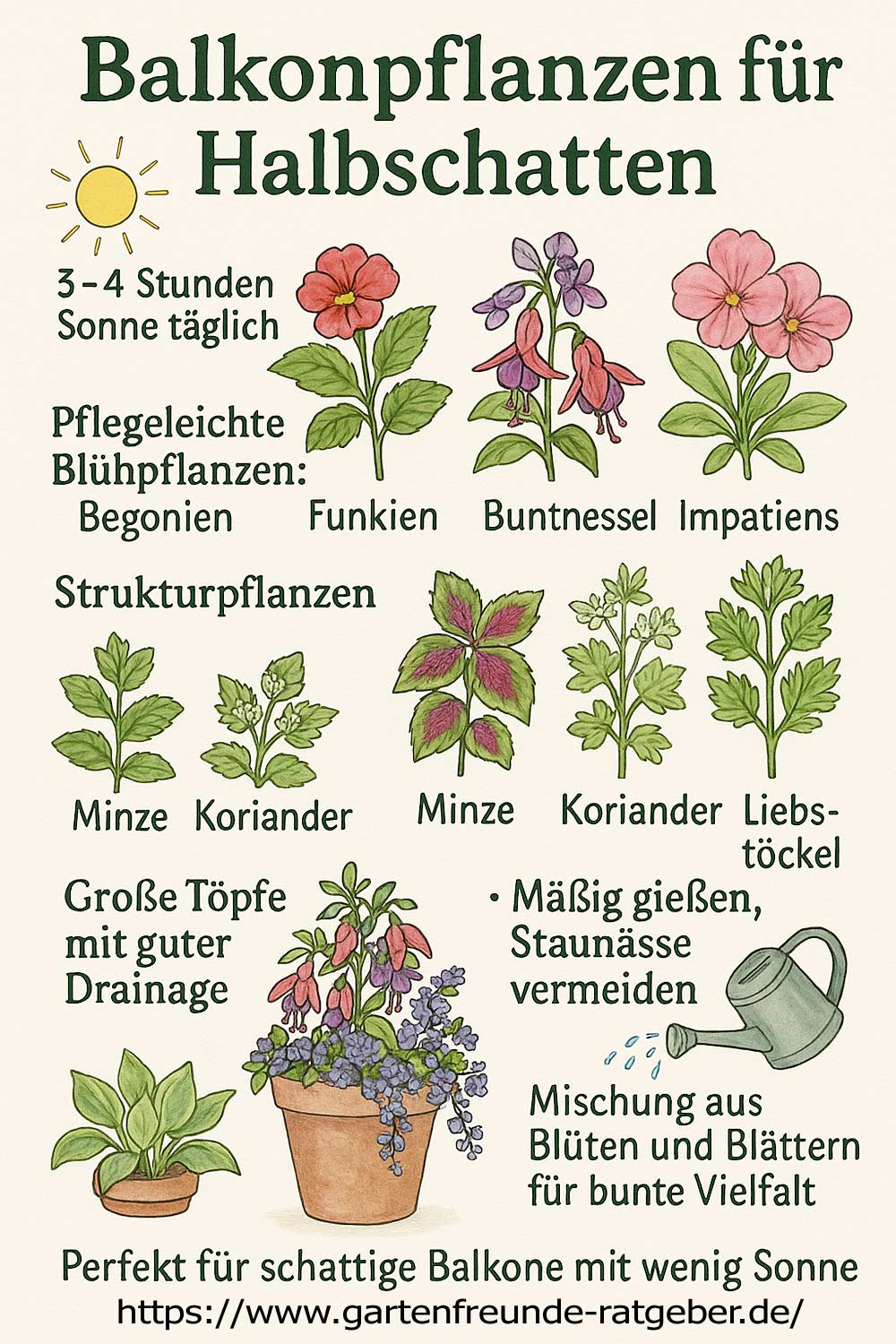Balkonpflanzen für Halbschatten