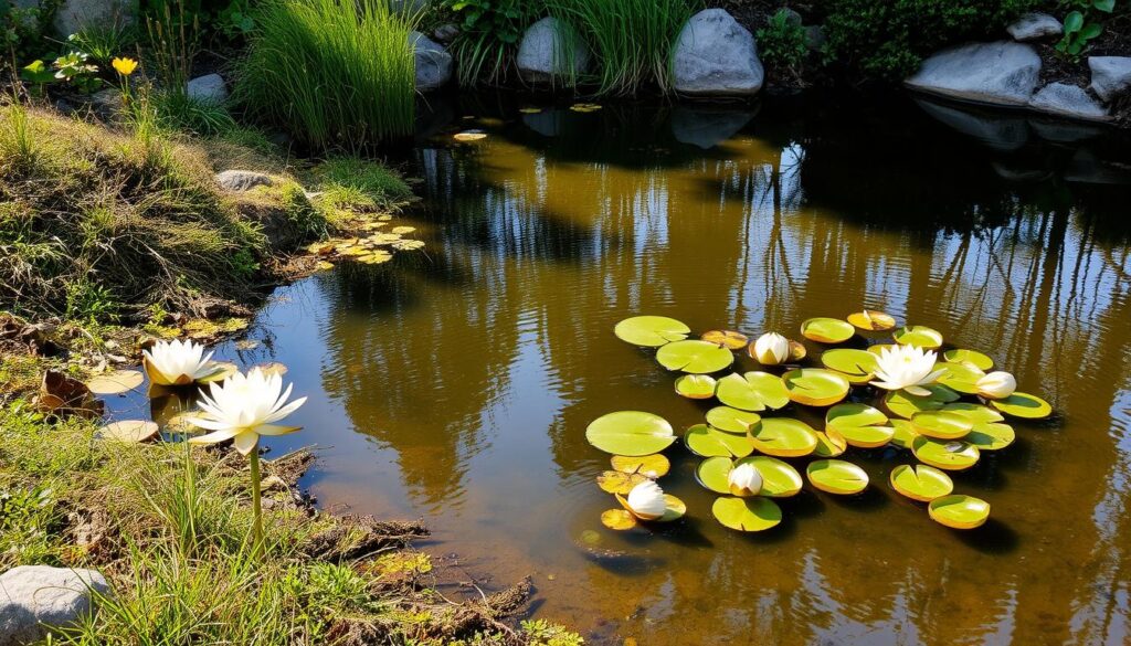 Angelegter Naturnaher Teich mit Seerosen