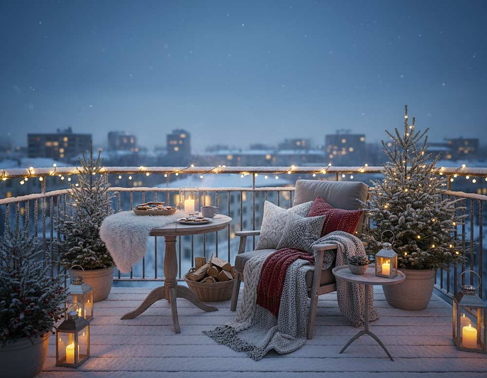 Wohlfühlmomente im Freien - den Balkon auch im Winter genießen Wohlfühlmomente im Freien - den Balkon auch im Winter genießen