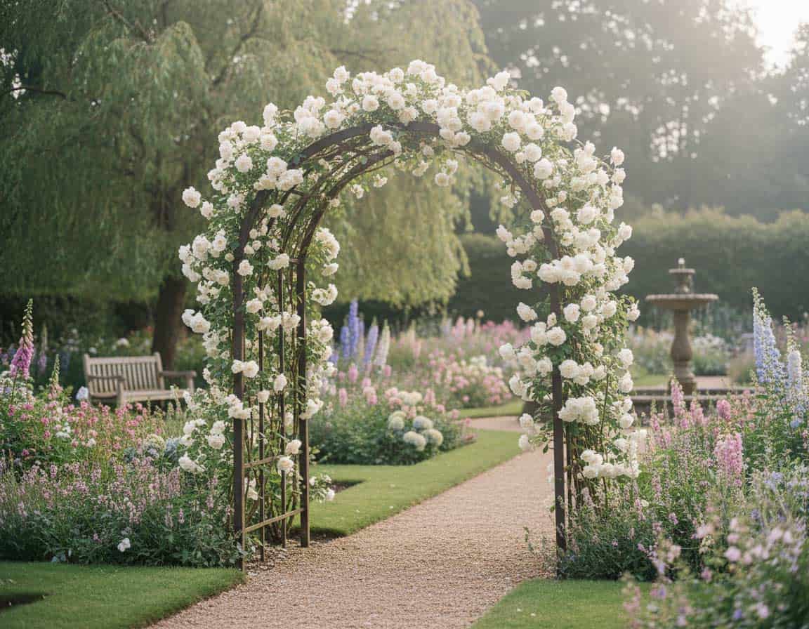Rosenbogen mit weißen Rosen Rosenbogen mit weißen Rosen