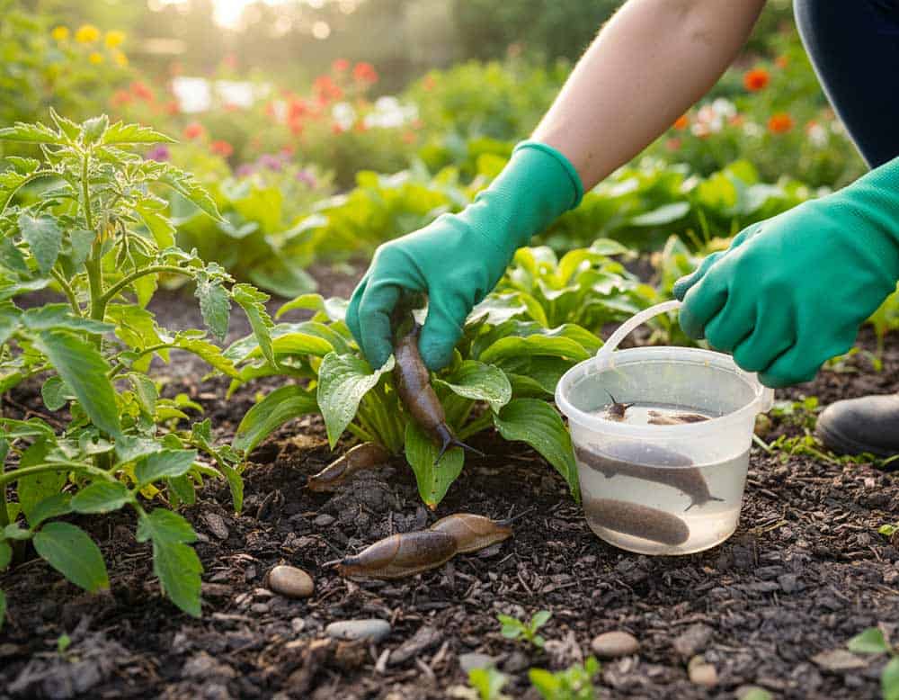 Nacktschnecken entfernen durch Absammeln Nacktschnecken entfernen durch Absammeln