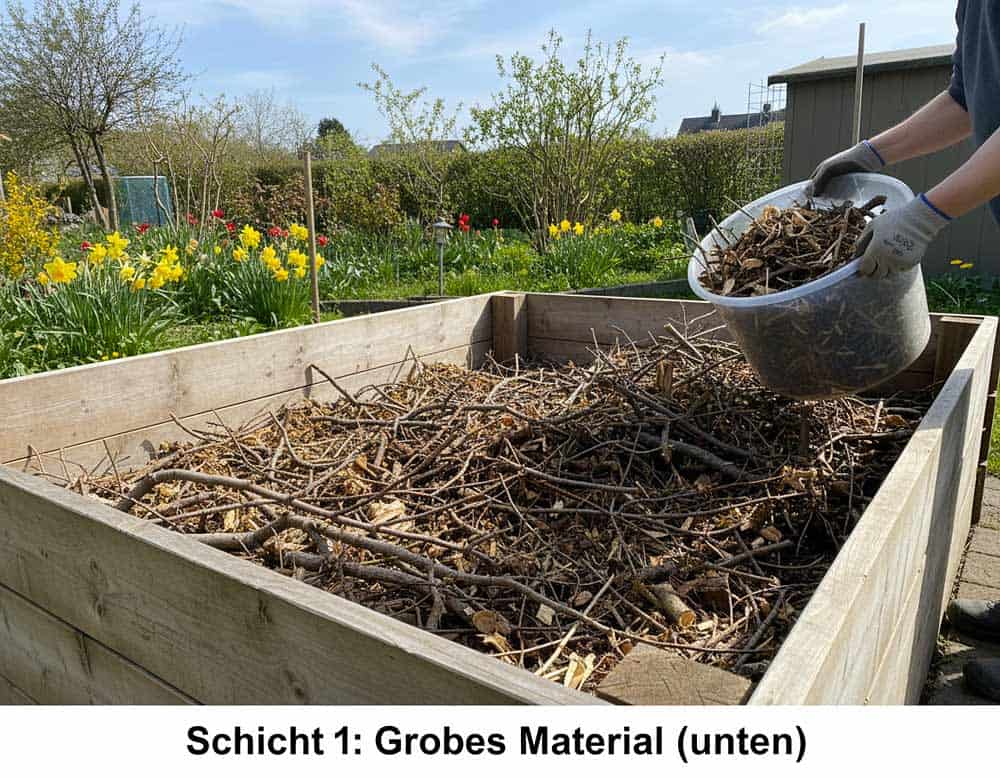 Schicht 1: Die grobe Drainageschicht Schicht 1: Die grobe Drainageschicht