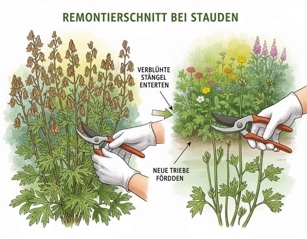 Remontierschnitt bei Stauden Remontierschnitt bei Stauden