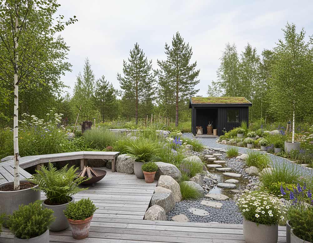 Skandinavisches Gartenkonzept Skandinavisches Gartenkonzept