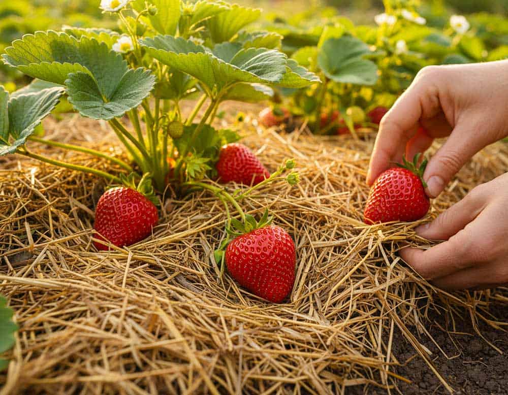 Erdbeeren durch Strohmulch schimmel-frei ernten Erdbeeren durch Strohmulch schimmel-frei ernten