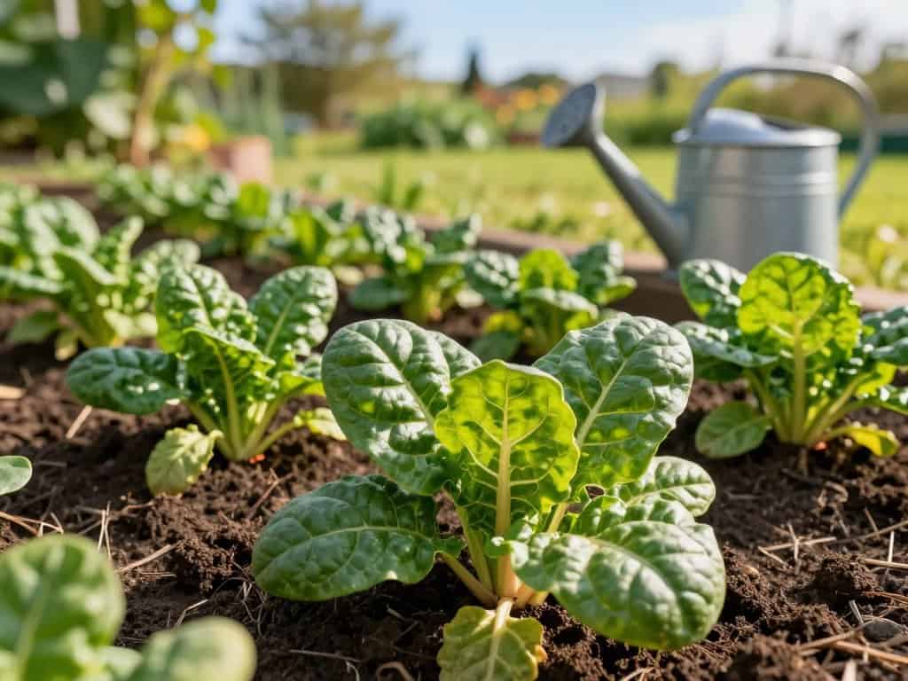 Mangold Keimlinge im Gartenbeet Mangold Keimlinge im Gartenbeet
