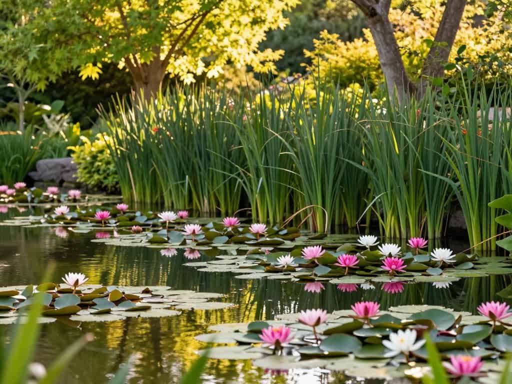 Gesunde Wasserpflanzen im Gartenteich Gesunde Wasserpflanzen im Gartenteich