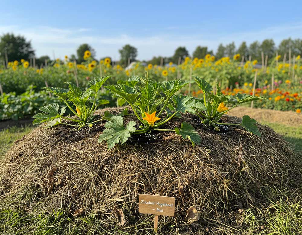 Zucchini ab Mitte Mai ins Hügelbeet Zucchini ab Mitte Mai ins Hügelbeet